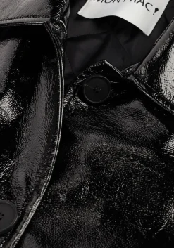 MON FRAC e mantel coat long craquele zwart Hot