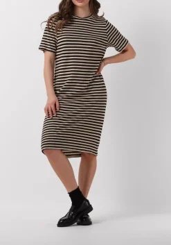 PENN & INK e midi jurk dress stripe zwart Outlet