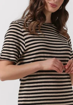 PENN & INK e midi jurk dress stripe zwart Outlet