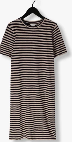PENN & INK e midi jurk dress stripe zwart Outlet