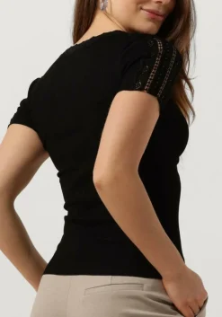 ROSEMUNDE e t-shirt benita silk t-shirt w/ lace zwart