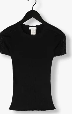 ROSEMUNDE e t-shirt benita silk t-shirt w/ lace zwart