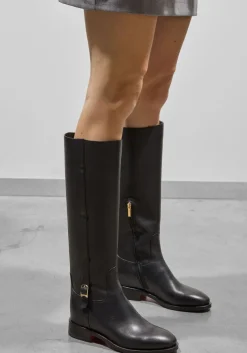 SANTONI e hoge laarzen led gesp laars zwart Clearance