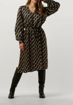 SECOND FEMALE e midi jurk hopi dress zwart Online