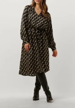 SECOND FEMALE e midi jurk hopi dress zwart Online