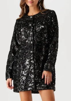 SECOND FEMALE e mini jurk flakes dress zwart Sale