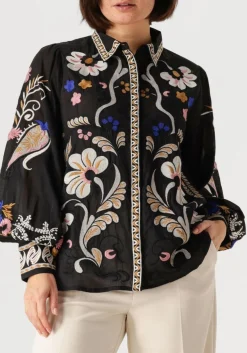SUMMUM e blouses blouse embroirered voile zwart Clearance