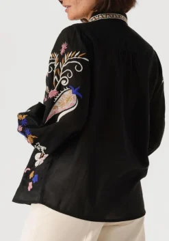SUMMUM e blouses blouse embroirered voile zwart Clearance