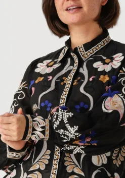 SUMMUM e blouses blouse embroirered voile zwart Clearance