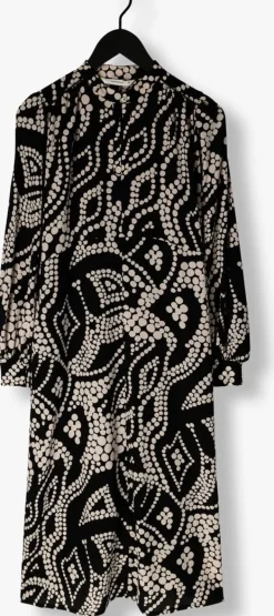 SUMMUM e midi jurk dress irregular dots hammered zwart Online