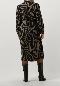 SUMMUM e midi jurk dress abstract leaves zwart Best