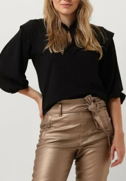 SUMMUM e top jersey top 3/4 sleeve jersey and embroidery mic zwart Sale