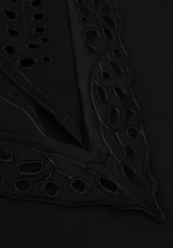 SUMMUM e top jersey top 3/4 sleeve jersey and embroidery mic zwart Sale