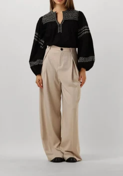 SUMMUM e top top embroidered cotton poplin zwart Clearance