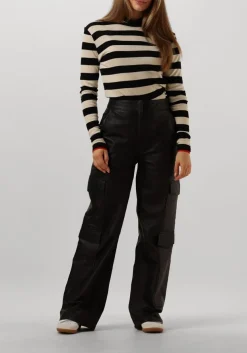 SUMMUM e tops & t-shirts turtle neck top sheer jersey stripe zwart Clearance