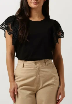 SUMMUM e t-shirt jersey top tee with lace zwart Sale