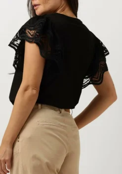 SUMMUM e t-shirt jersey top tee with lace zwart Sale