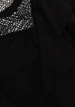 SUMMUM e t-shirt short sleeve ruffle top crepe jersey zwart