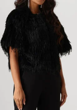SUMMUM e vest shortsleeve jacket faux feather fur zwart Outlet