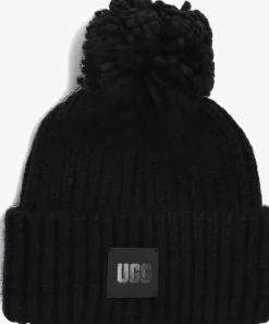 UGG e muts chunky rib knit beanie w pom zwart Best