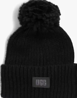 UGG e muts chunky rib beanie knit pom set zwart